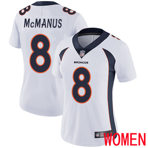 Women Denver Broncos #8 Brandon McManus White Vapor Untouchable Limited Player Football NFL Jersey->youth nfl jersey->Youth Jersey